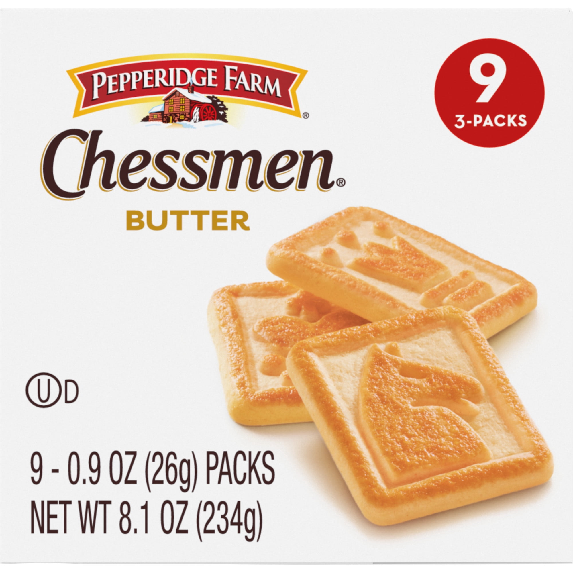 Pepperidge Farm Chessmen Butter Cookies, 9 Packs, 3 Cookies per Pack