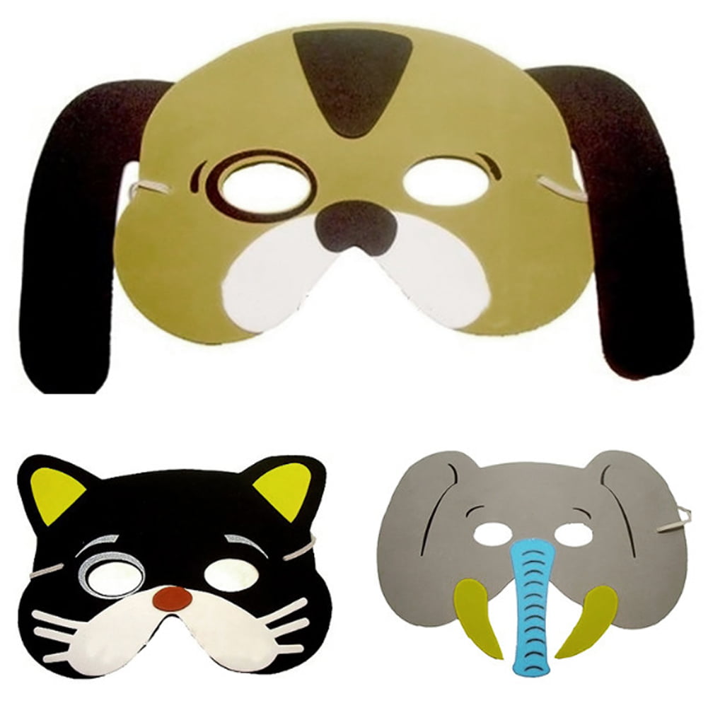 10PCS Assorted EVA Foam Animal Face Masks for Kids Childrens Birthday Party 