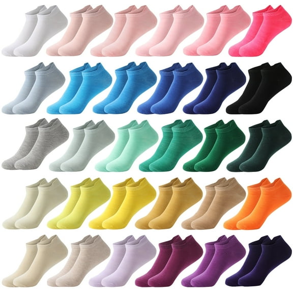Usavemo 30 Pairs Womens Low Cut Ankle Socks Colorful Socks with Tab for Women Size 9-11