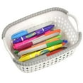 thumbnail image 2 of YBM Home Plastic Weave Wicker Storage Baskets with Handles 12 Pack, White - Small, 2 of 2