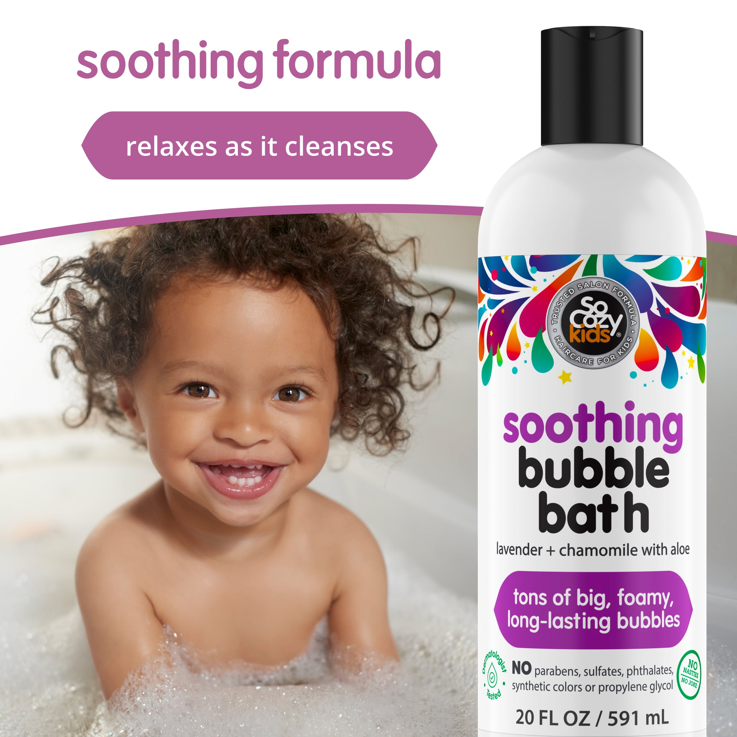 SoCozy Kids Gentle Bubble Bath and Body Wash, Lavender Cha