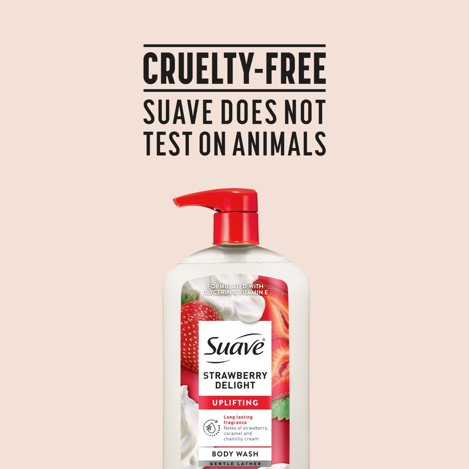 (4 pack) Suave Strawberry Delight Uplifting Body Wash, with Glycerin & Vitamin E, 30 fl oz Pump
