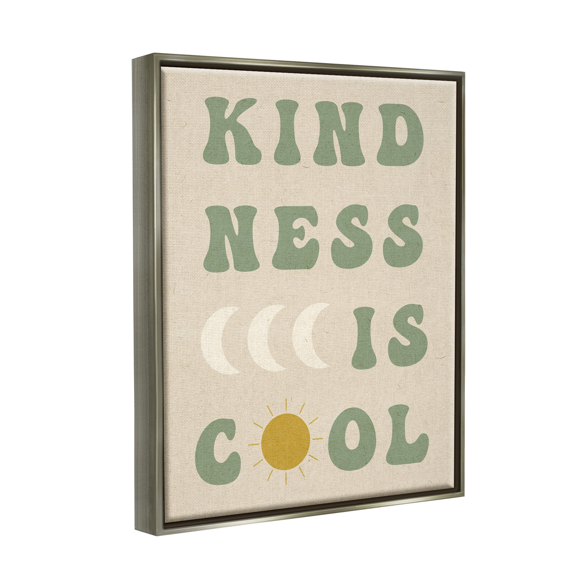 Stupell Industries Kindness Is Cool Phrase Inspirational Painting Gray Floater Framed Art Print Wall Art, 25 x 31