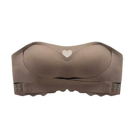 REORIAFEE Bras for Women Push up No Wires Gathered Together No Wire Bras Seamless Adjustable Straps Brassiere Comfy Spaghetti Straps Breathable Corset Underwear Comfortable Lingerie Coffee S