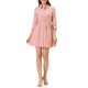 thumbnail image 2 of Vestido de camisa para mujer Inspire Chic de manga 3/4, con botones, mini vestido, color rosa, talla XL, 2 of 6
