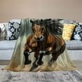 thumbnail image 2 of BCIIG Brown Horse Blanket, Soft Warm Lightweight Animal Flannel Throw Blanket for Couch, Bed, Travel &amp; Outdoor, Cozy Fluffy Fuzzy Blankets for Adults Men Boys, Home Decor  40x50in, 2 of 6