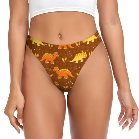Sigee Dinosaurs and Leaves for Women s G-String Panty  Low Rise  Soft Lace Perfect for Everyday Wear or Special Occasions-X-Small