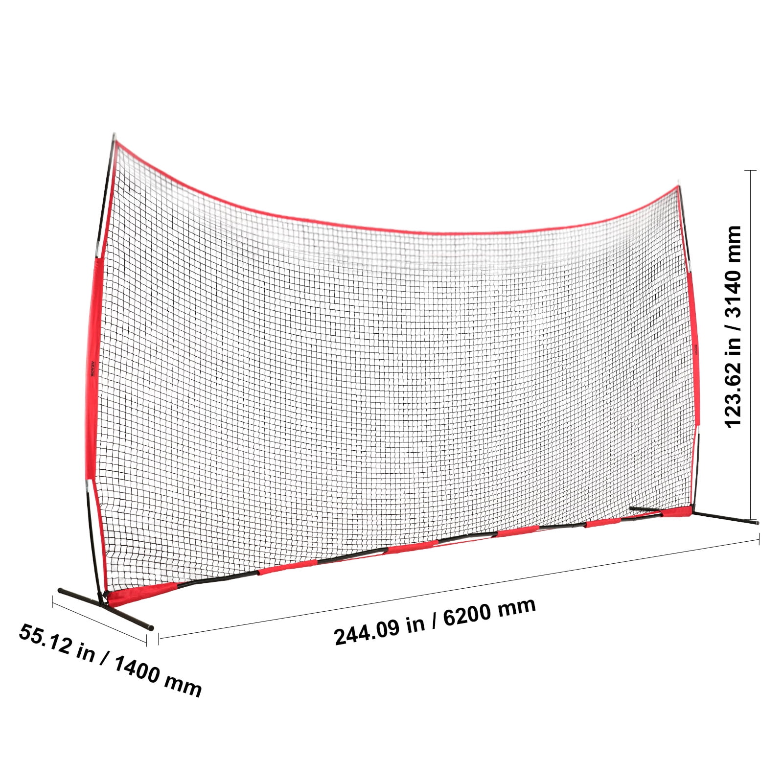 VEVOR Barricade Backstop Net, 20x10 ft Ball Sports Barrier Netting, Portable Practice Equipment with Carry Bag, Protection Screen for Baseball Softball Lacrosse Soccer Hockey Training, for Backyard