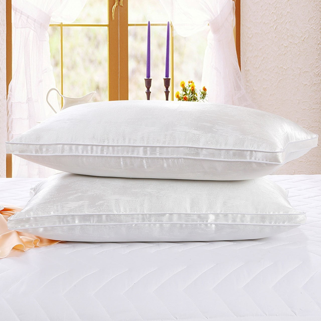 Fancy Collection 2 Pc Soft Bed Pillow Queen Size Hypoallergenic Extra Breathable for Sleeping