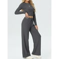 thumbnail image 6 of MINTREUS Lounge Sets for Women Long Sleeve Tops Wide Leg Pants Comfy Loungewear Two Piece Outfits with Pocketed, 6 of 8