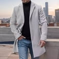 thumbnail image 4 of comerut Men Woolen Coat Lapel Long Sleeve Single-Breasted Solid Color Mid-length Coat Autumn Winter Warm Outwear, 4 of 7