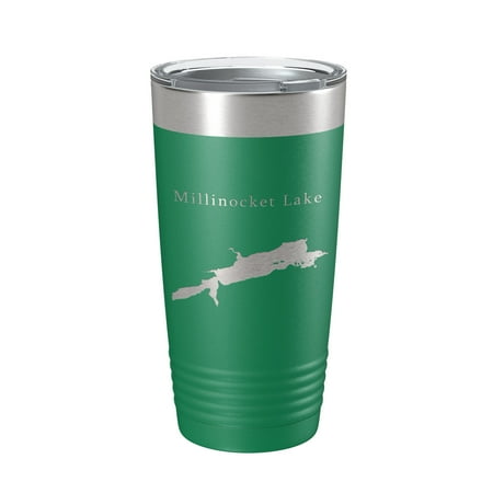 

Millinocket Lake Map Tumbler Travel Mug Insulated Laser Engraved Coffee Cup Maine 20 oz Green