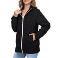 thumbnail image 2 of Vinsonshop Windbreaker Jacket Women Zipper Jacket Women Light Weight Jackets Womens Lightweight Jackets Hiking Jacket Women Outerwear for Women Casual Hooded Jackets for Women Black L, 2 of 9
