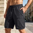thumbnail image 2 of RFQWOVSR Mens Shorts Lightweight Loose Fit Cargo Shorts Athletic Casual 5 Inch Inseam Utility Pocket Outdoor Shorts XXXXXL, 2 of 5