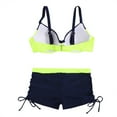 thumbnail image 6 of Women's Fashion Two-piece Bikini Boxers Swimsuit Solid Color Sports Swimsuit, 6 of 7