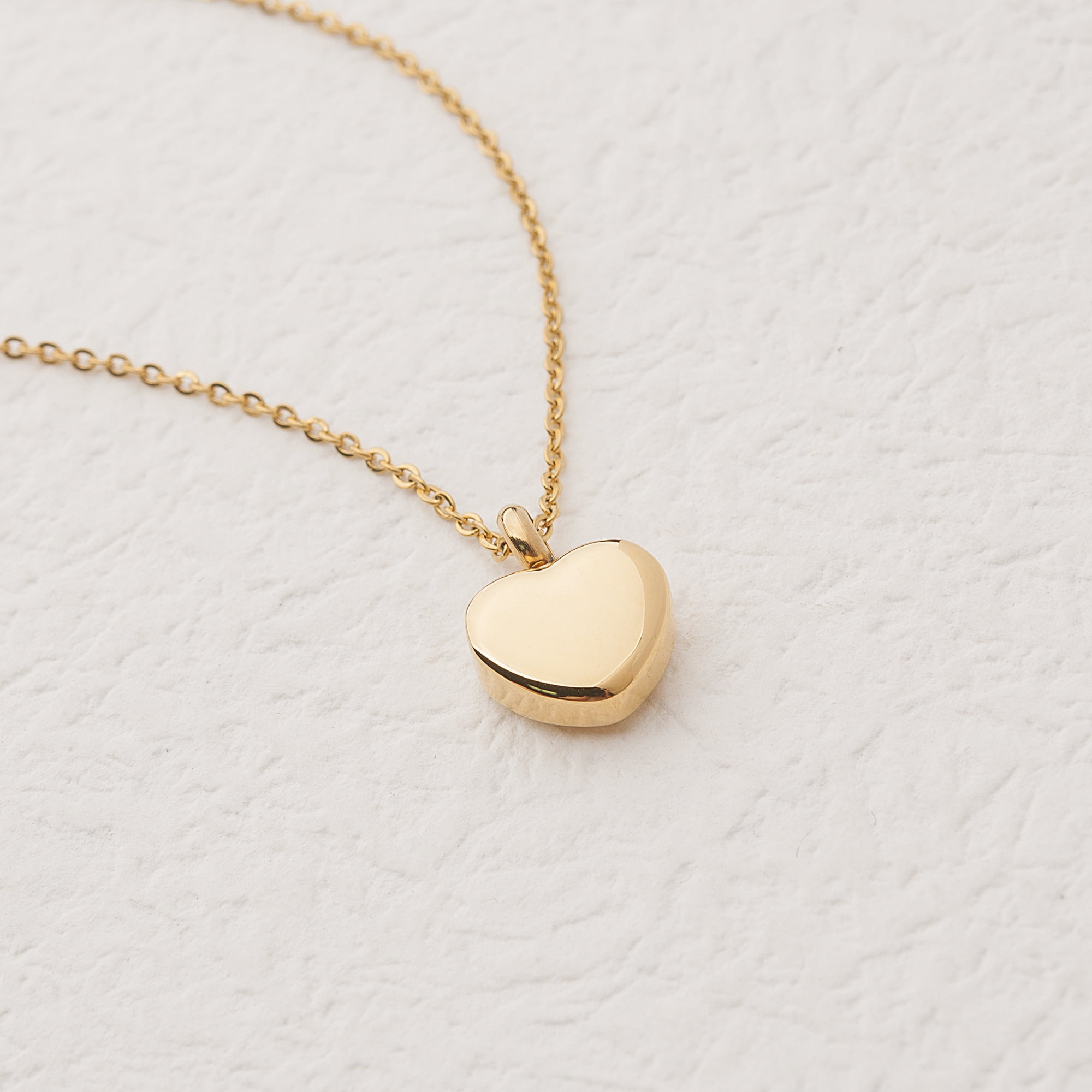 Anavia Mini Heart Urn Pendant Necklace, Pet Cremation Jewelry, Memorial Jewelry Urn For Dog/Cat Ashes Pet Loss Gift - [Gold Necklace]