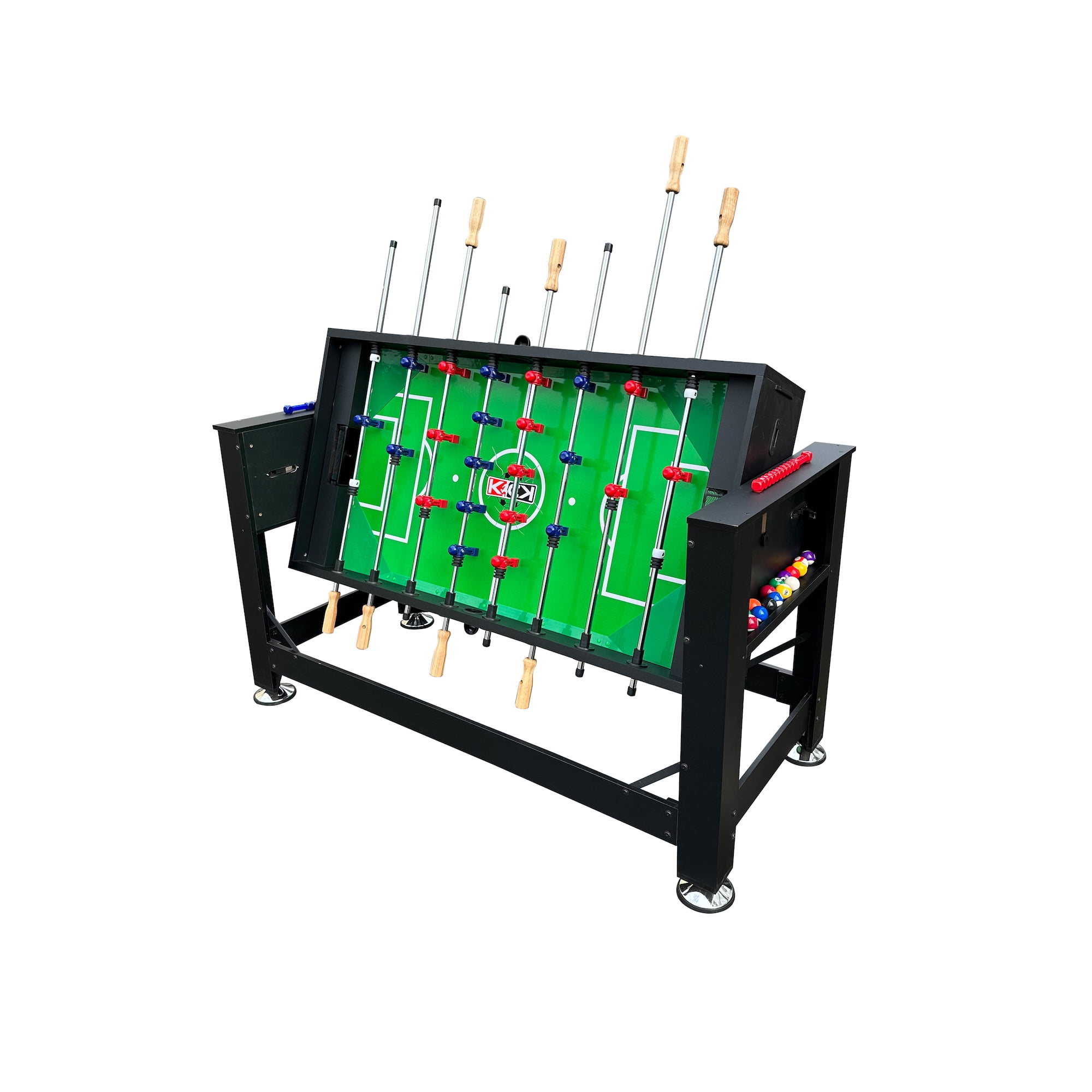 KICK Dyad 55″ 2-in-1 Multi Game Table (Black) - Combo Game Table Set - Billiards/Pool and Foosball for Home, Game Room, Friends and Family!