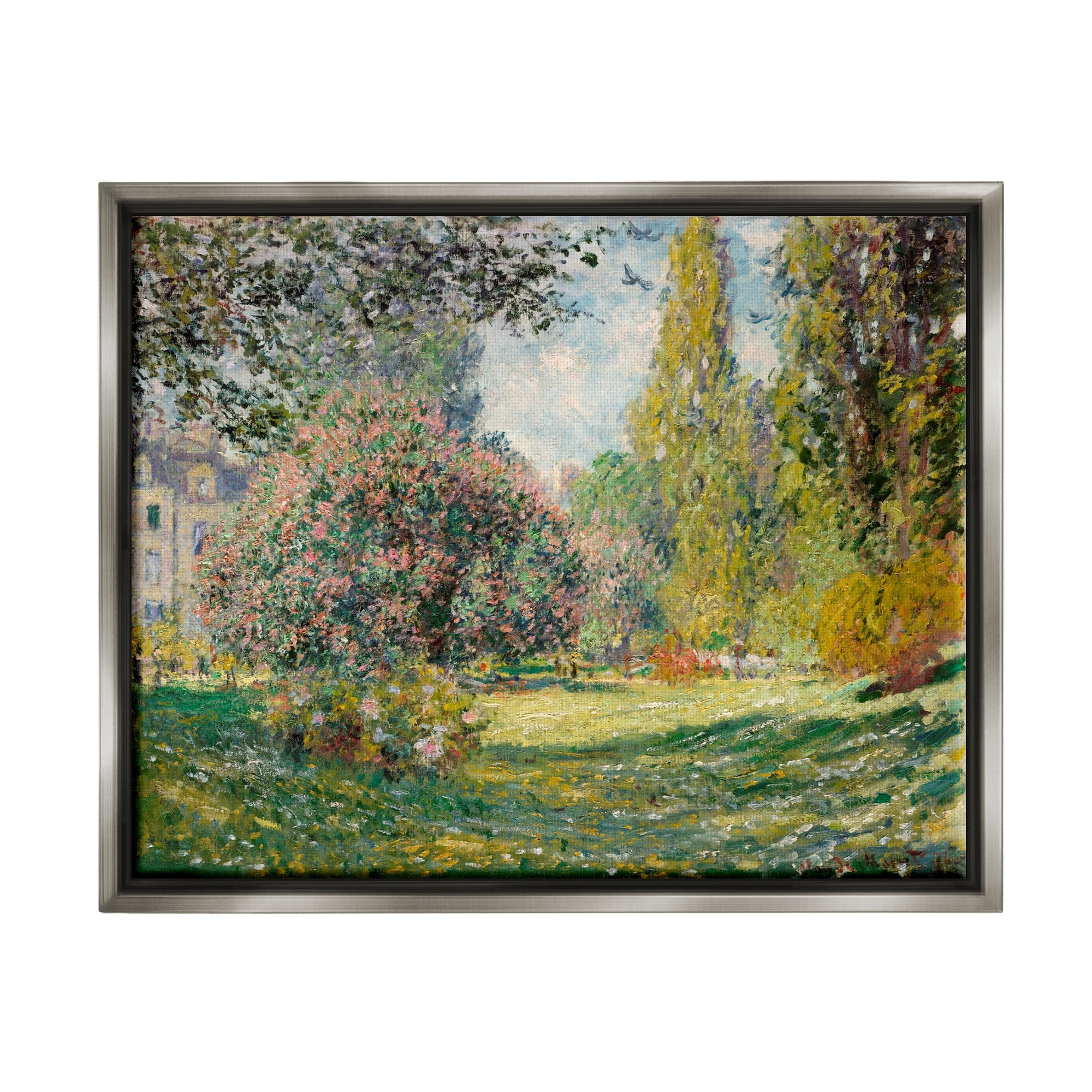 Stupell Industries Impressionist Flower Field Garden Vintage Estate Painting Luster Gray Floating Framed Canvas Print Wall Art, Design by Lettered and Lined