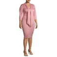 thumbnail image 4 of Ella Samani Women's Plus Size 3/4 Sleeve Dress with Tie Neck, 4 of 6