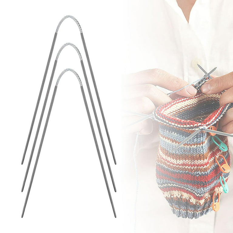 3Pcs Circular Knitting Needles Flexible Stainless Steel Sock Knitting Needle
