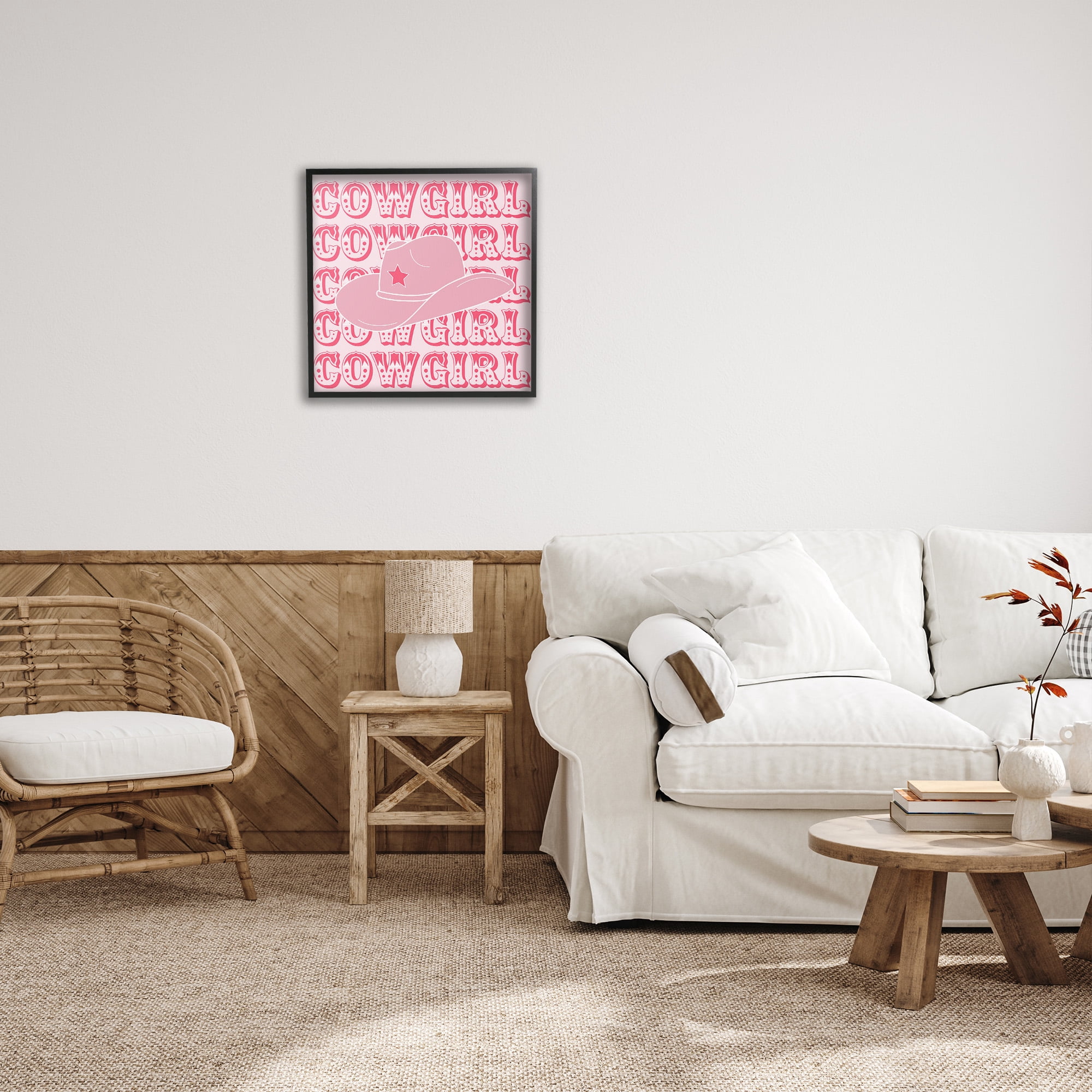 Stupell Industries Blush Pink Cowgirl Beauty & Fashion Painting Black Framed Art Print Wall Art, 24 x 24