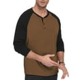 thumbnail image 3 of QDG Men's Henley Shirt Color Block Raglan Long Sleeve Slim Fit Casual Tee Shirt, 3 of 8