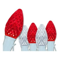 C7 OptiCore LED Outdoor Christmas Lights – Heavy Duty Christmas String Lights; White Wire (50 Lights, 50 ft, Red/Cool White)