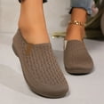 thumbnail image 4 of Comfortable Slip-On Loafers for Women, Casual Round Toe Flat Shoes, Breathable Knit, Versatile Everyday Footwear Coffee,39, 4 of 7