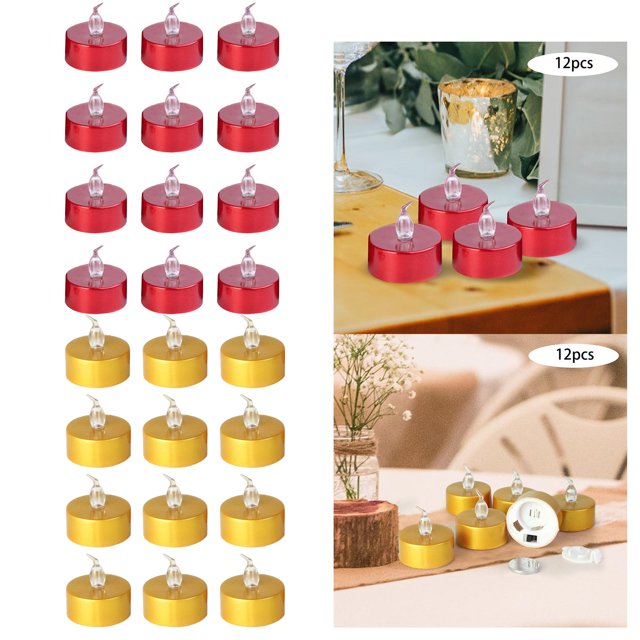 24x Velas Tealights LED Pequeñas Cálido Y Cálido Blanco Cálido Dorado y Cálido BLESIY Vela candelita