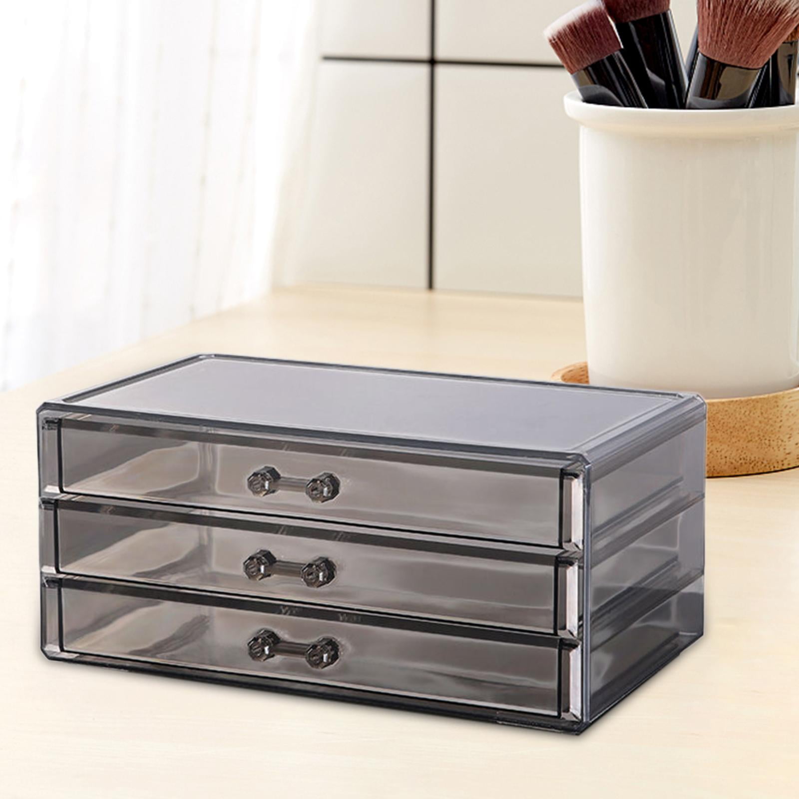 kowaku Desk Organizer with Drawers, Multiuse Storage Drawers Case Drawer Storage Container Pen Holder Organizer with Sliding Drawers Three Layer
