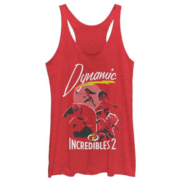 Women's The Incredibles 2 Dynamic Family  Racerback Tank Top Red Heather Medium