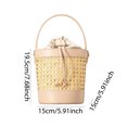 thumbnail image 2 of Bolso Rattan PU Cuero Paja Playa Vacaciones Viaje Bolso para Mujer Blanco, 2 of 2
