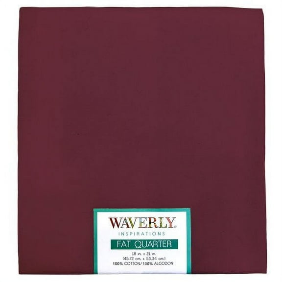 Waverly Inspirations 100% Cotton 18" x 21" Solid Merlot Print Fat Quarter Fabric, 1 Each