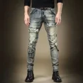 thumbnail image 3 of Pantalones vaqueros de estilo hip hop para hombre, nuevos pantalones vaqueros de estilo rockero, de verano, estilo Kpop, de lujo, estilo retro, apilados, clásicos, de alta calidad, 3 of 5