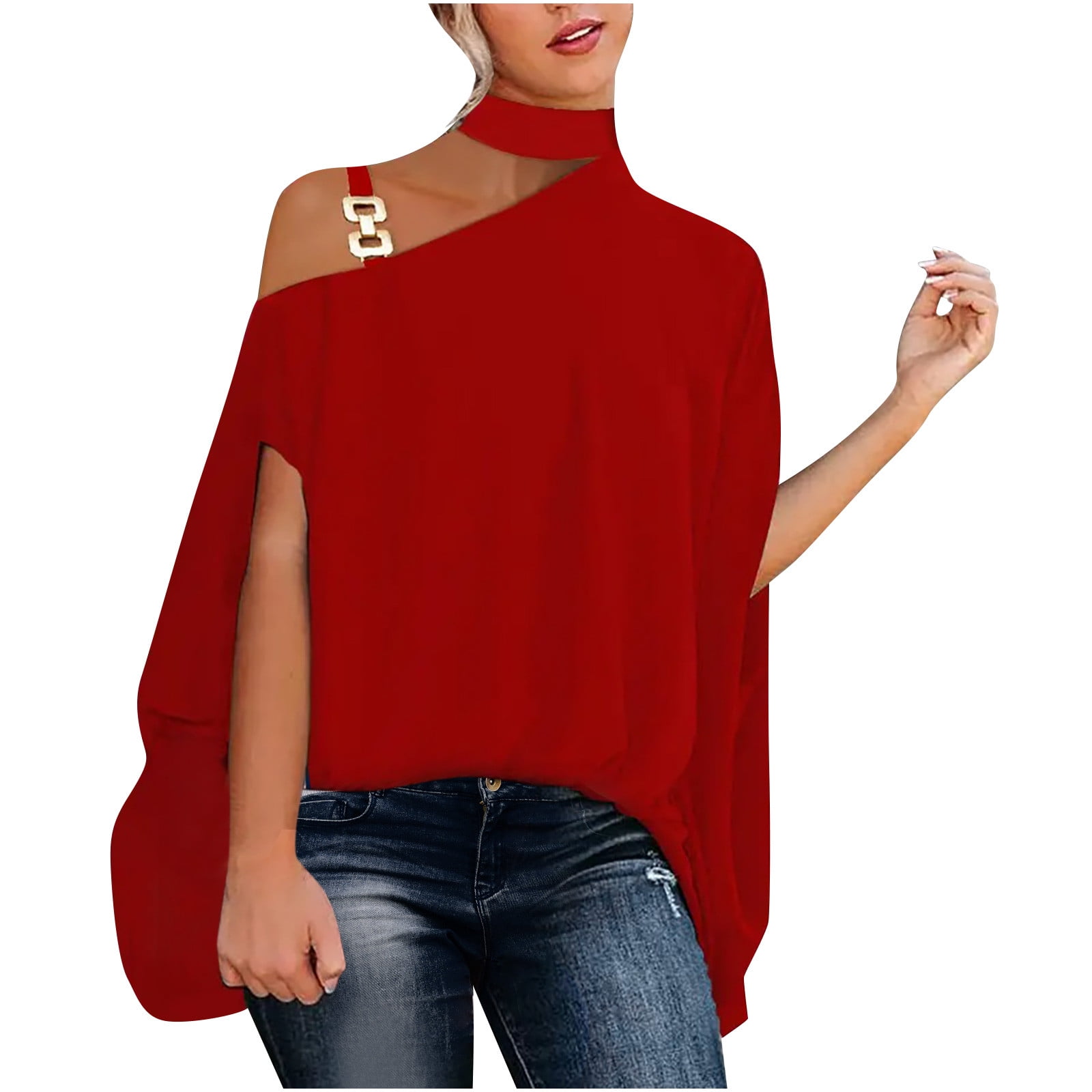 High neck off shoulder top discount