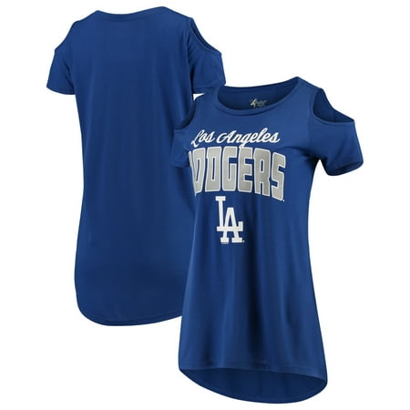 Los Angeles Dodgers G-III 4Her by Carl Banks Women's Clear the Bases Cold Shoulder T-Shirt - Royal