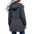 thumbnail image 6 of Mifsaly Rain Jacket for Women Mid Length Water Resistant Zip Up Hooded Windbreaker Jackets Drawstring Elastic Outdoor Fall Winter Outerwear with Pockets Dark Gray,L, 6 of 8