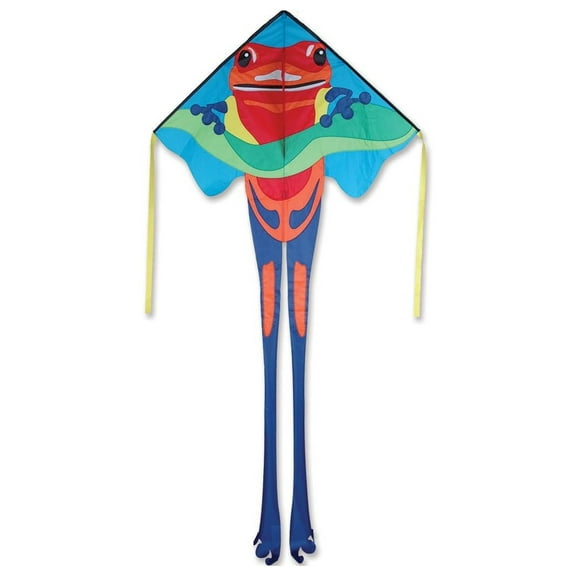 Large Easy Flyer Kite - Poison Frog (46" X 90") with 300 Ft 30lb Test Kite String and Winder