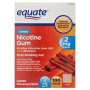 Equate Nicotine Gum to Stop Smoking, 2 mg, Cinnamon Flavor, 100 Count