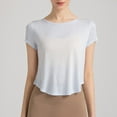 thumbnail image 2 of cfhntfmh Yoga Tops for Women Crewneck Short Sleeve Cropped T-Shirts Outdoor Soft Lightweight Athletic Workout Shirts, 2 of 6