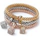 thumbnail image 3 of Alloy Three Colour Elastic Popcorn Chain Bracelet Set with Crystal Heart Pendants for Women, 3 of 5