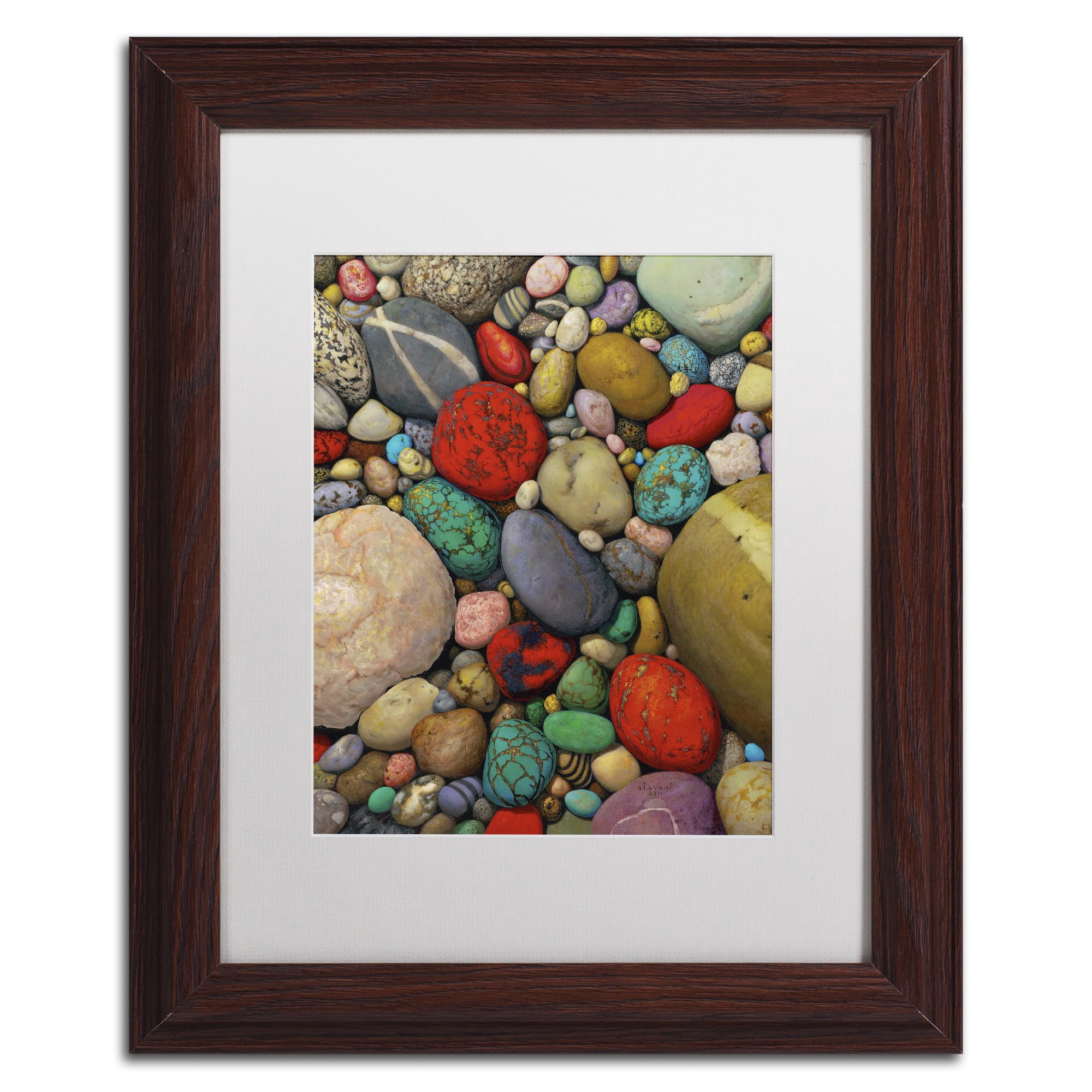 Trademark Fine Art "Shallows of Treasure Creek" Canvas Art by Stephen Stavast, White Matte, Wood Frame