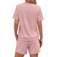 thumbnail image 4 of Sundazz Lounge Sets for Women Summer 2 Piece Outfits V Neck Shirts and Shorts Sets Casual Matching Sets, 4 of 7