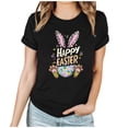 thumbnail image 3 of VBTAPA Womens Easter T-shirts Funny Cute Bunny Eggs Print Round Neck Short Sleeve Tops Novelty Holiday Graphic Tees Big Sales Today Black L, 3 of 6