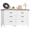 thumbnail image 2 of TEENFON Farmhouse 6 Drawer Dresser for Bedroom, 47.2'' Wide Wood Chest of Drawers with Large Metal Handles, Dresser for Closet, Bedroom Dresser for Living Room, Entryway, White, 2 of 9