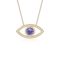 Natural Tanzanite Evil Eye Pendant Necklaces for Women in 18K Yellow Gold Vermeil, December Birthstone Jewelry Gifts for Her Birthday, Anniversary, Mothers Day ,Christmas, Graduation