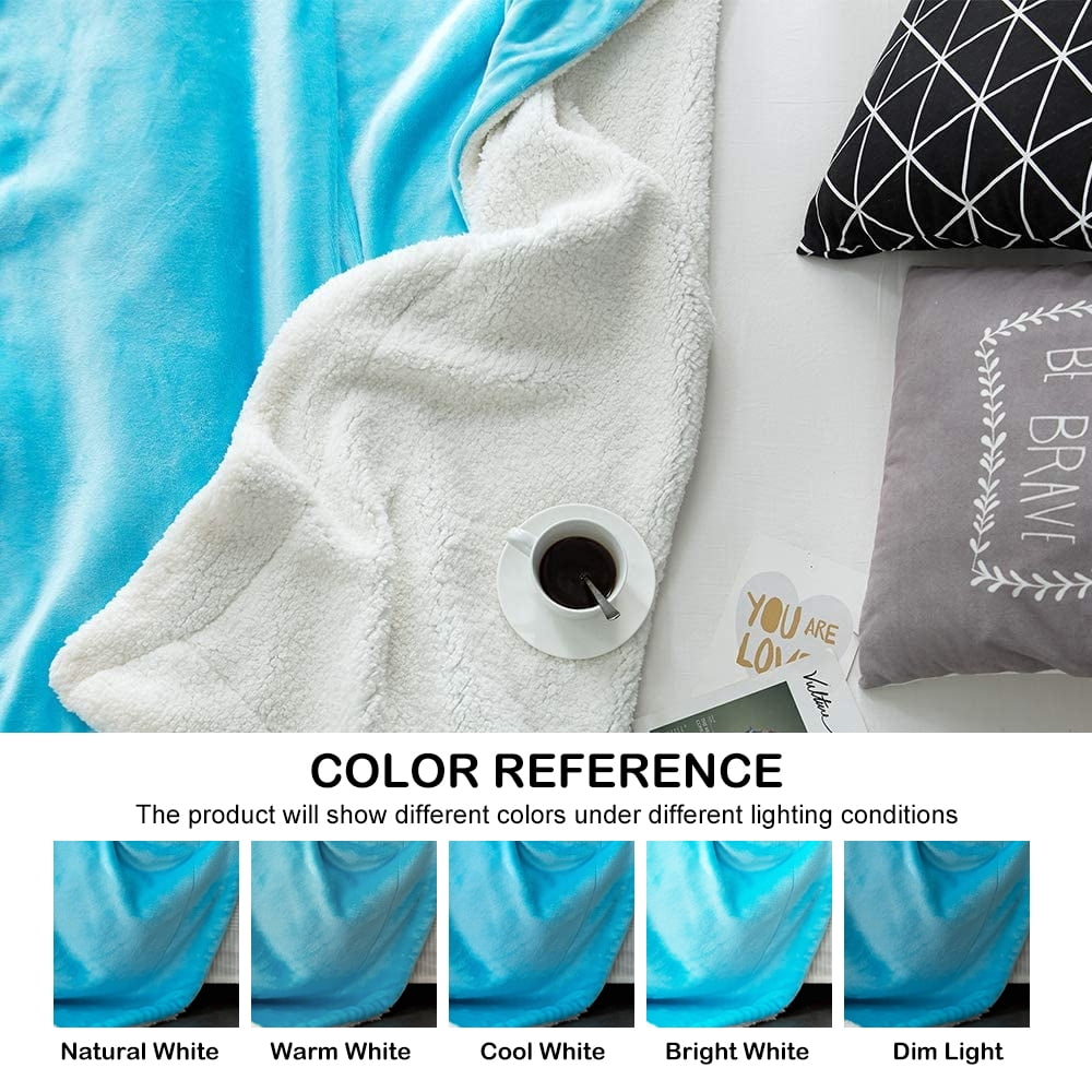 Sherpa Fleece Throw Blanket, King Size Soft Fuzzy Throw Blankets, Azure Warm Blanket, Cozy Fluffy Comfy for Sofa, Couch, Bed, Camping, Travel, 90" x 106"