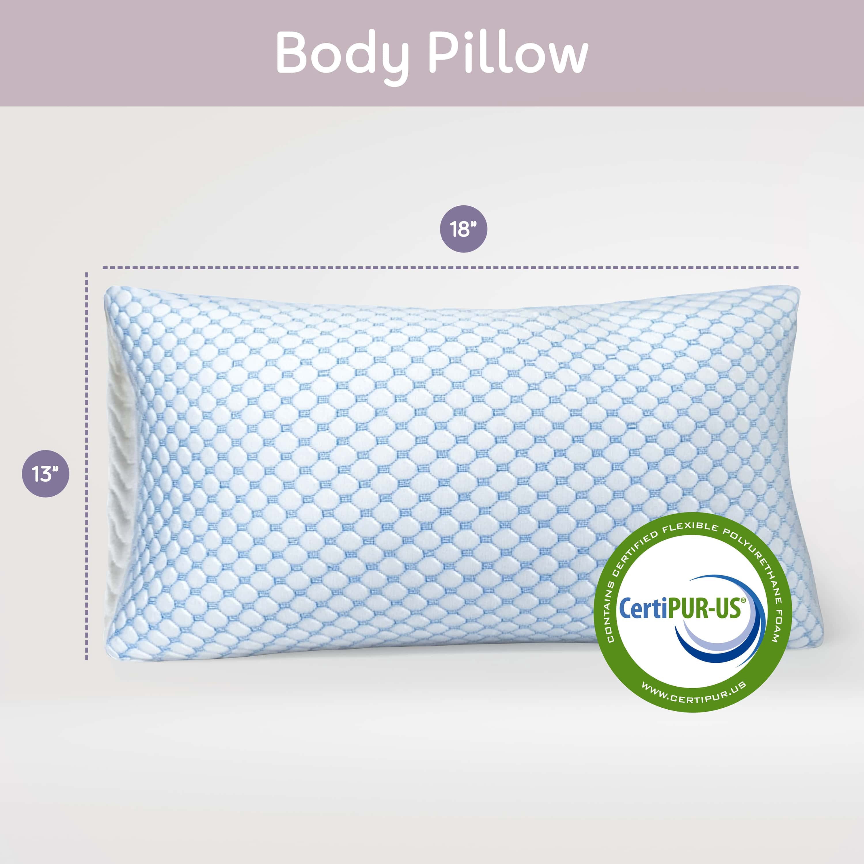 LammaLoe Cooling Pillows for Bed, Memory Foam Bed Pillow, Body Pillow 20" X 54", 2 Pack