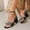 Black, variant on 2026 Women's Fashion Diamond Bow Transparent Strap Crystal Thick Heel Party Women's High Heel Sandals