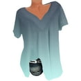 thumbnail image 2 of Itsame Short Sleeved Undershirt Tops for Womens Shirt Comfortable Printed Relaxed V-neck T-Shirt Blouses Green Size XL, 2 of 5